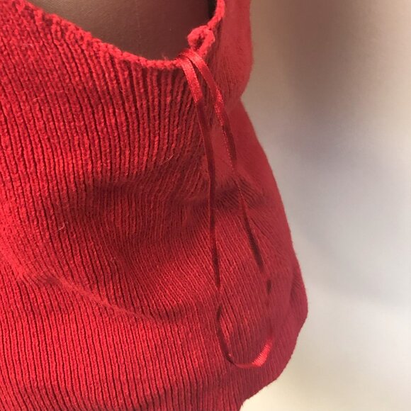 Red Sweater Tank Top Ribbed Knit - Picture 9 of 11